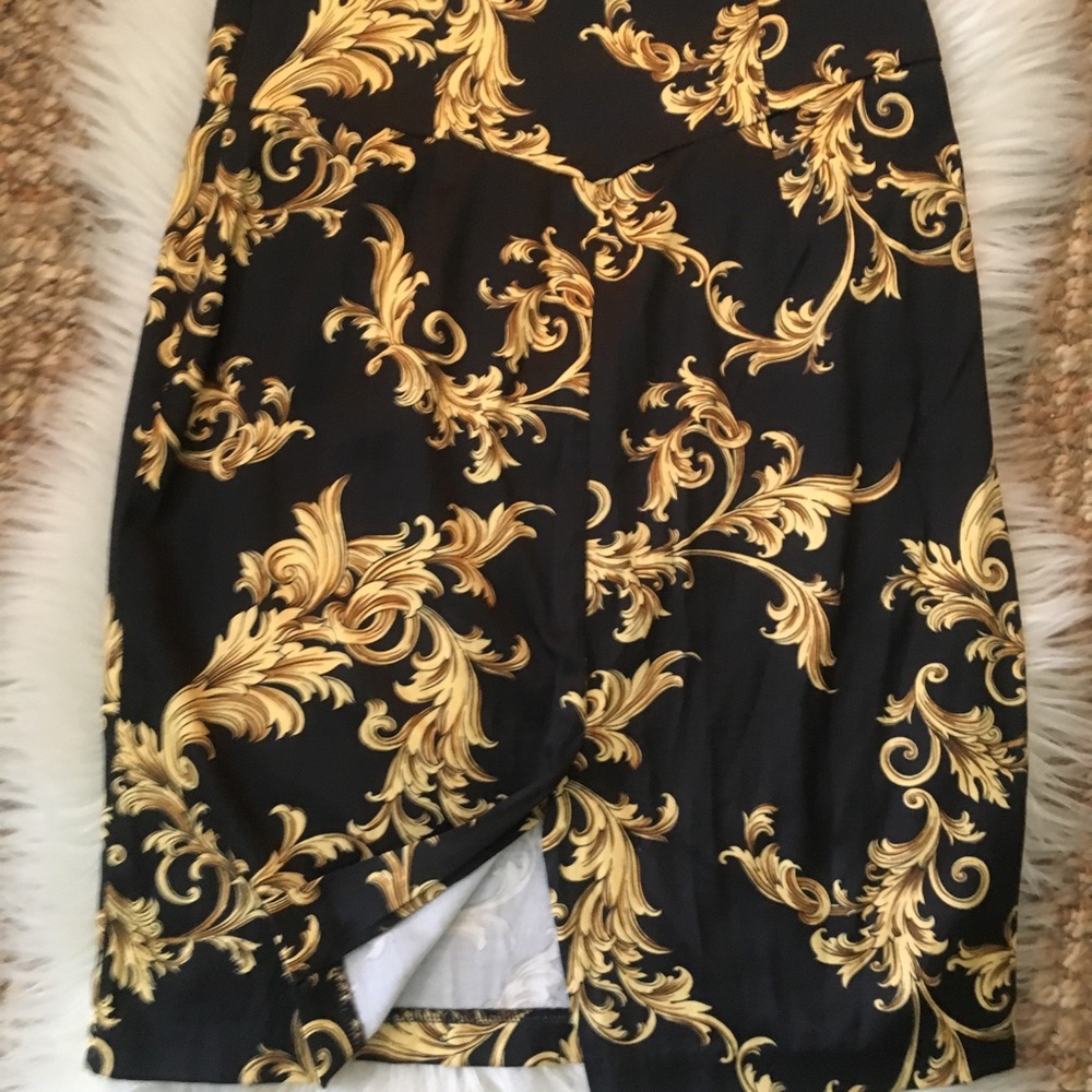 XXI Pencil skirt Black & Gold Royal Jacquard Med